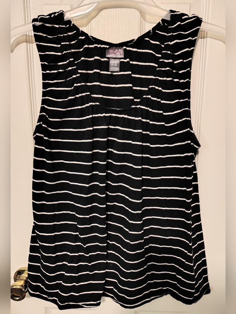 Oh Baby by Motherhood Black and White Striped Sleeveless Tank XL